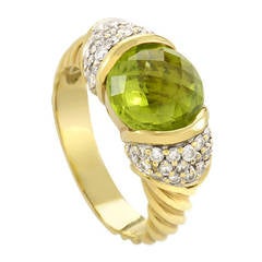 David Yurman Cable Classic Peridot Yellow Gold Diamond and Ring