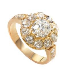 Edwardian Diamond Yellow Gold Cluster Ring