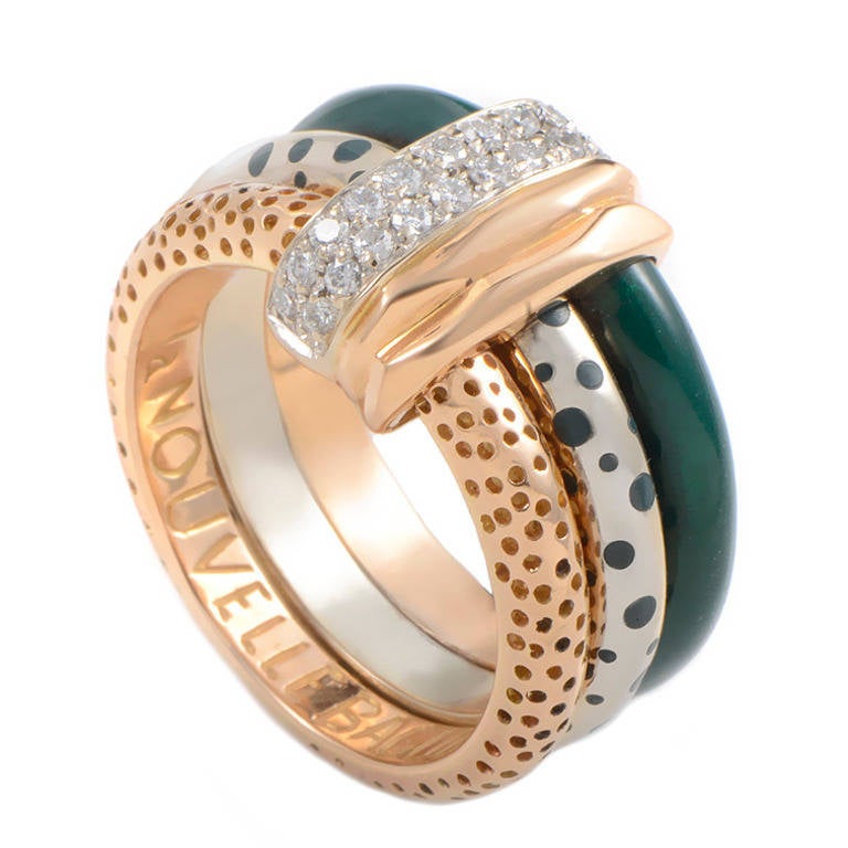 Nouvelle Bague Enamel Diamond Multi-Gold Ring