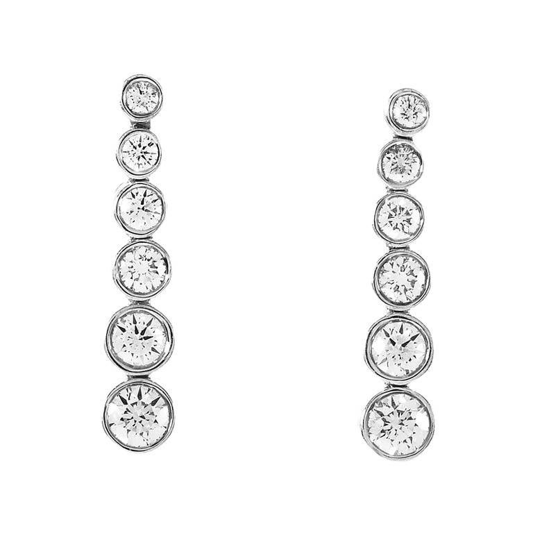 Tiffany & Co. Jazz Platinum Diamond Graduated Drop Earrings