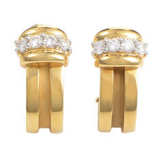 Tiffany & Co. Diamond Yellow Gold Huggie Earrings