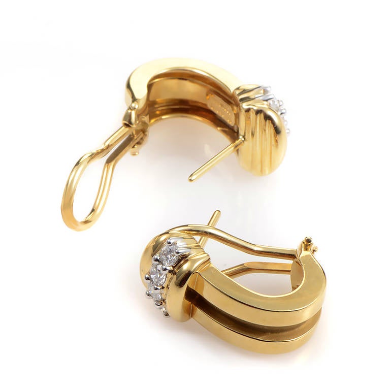 Tiffany & Co. Diamond Yellow Gold Huggie Earrings