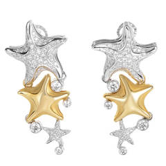 Carrera y Carrera Diamond Multi Gold Starfish Earrings