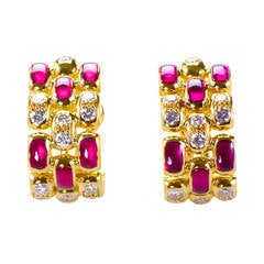 Chopard Ruby Diamond Yellow Gold Clip-On Earrings