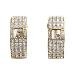 Chopard Happy Diamonds Yellow Gold Pave Huggie Earrings