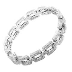 Judith Ripka Diamond Pave White Gold Link Bracelet