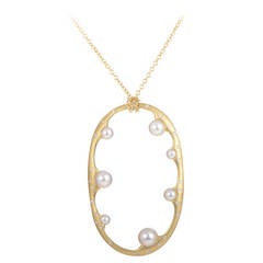 Mikimoto Pearl Diamond Yellow Gold Pendant Necklace