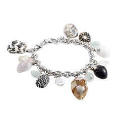 Trianon Seashell Gemstone White Gold Charm Bracelet