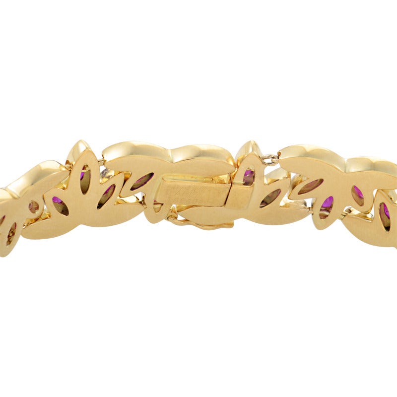 Women's Chaumet Ruby Gold Leaf Motif Bracelet