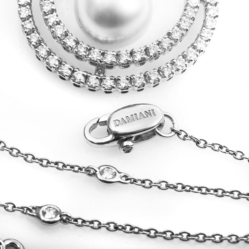 Women's Damiani Pearl Diamond White Gold Pendant Necklace