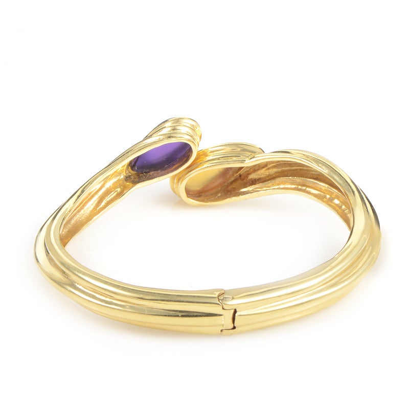 Women's Gucci Amethyst and Citrine Cabochon Yellow Gold Bangle