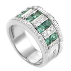 Damiani Emerald Diamond White Gold Band Ring