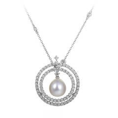 Damiani Pearl Diamond White Gold Pendant Necklace