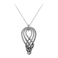 Damiani Woven Diamond Gold Pendant Necklace