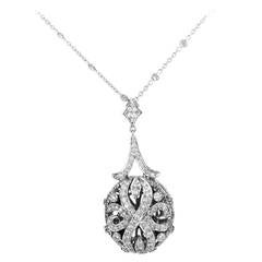 Doris Panos Diamond White Gold Openwork Pendant Necklace