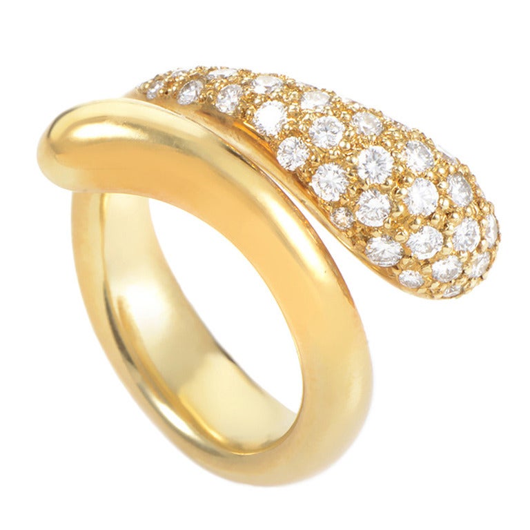 Tiffany & Co. Elsa Peretti Diamond Yellow Gold Twisted Teardrop Ring