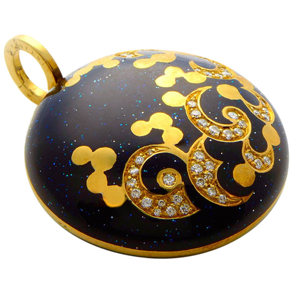 Alessandro Fanfani Yellow Gold Diamond Night Sky Chainless Pendant