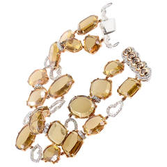 LeaderLine Smoky Topaz Diamond Multi-Color Gold Bracelet