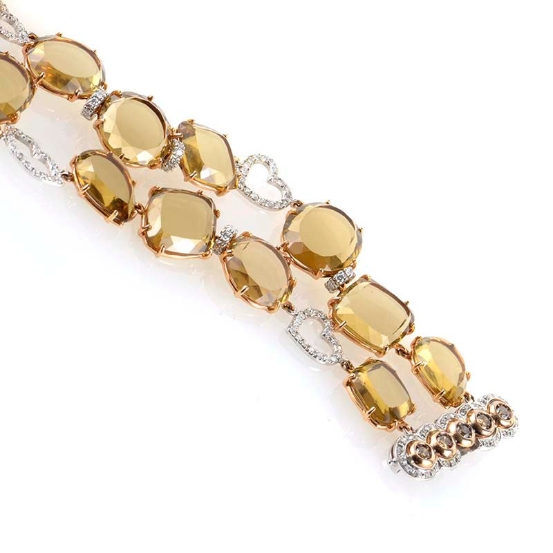 LeaderLine Smoky Topaz Diamond Multi-Color Gold Bracelet