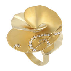 Carrera y Carrera Diamond Yellow Gold Flower Cocktail Ring