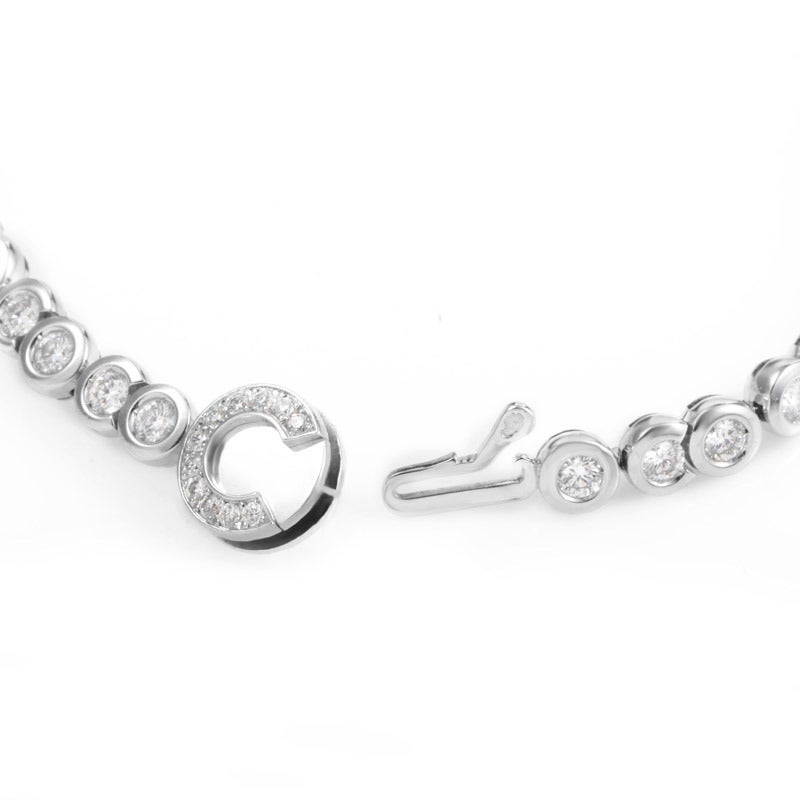 A classic accoutrement that will never go out of style- a simple, and elegant diamond tennis bracelet. This bracelet from the house of Chanel is made of 18K white gold and features petite bezel-set diamonds in its design.
Diamond Carat Weight: 2.75