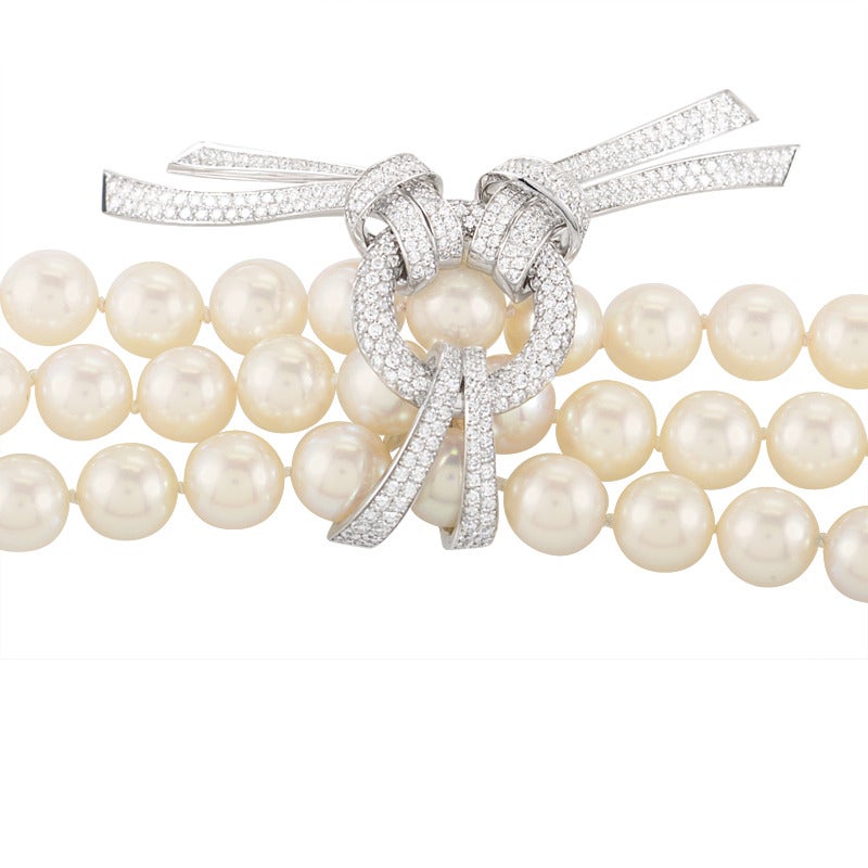 Chanel Les Perles de Chanel Pearl Diamond White Gold Bracelet at 1stDibs