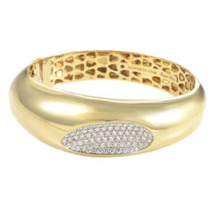 Roberto Coin Capri Plus Diamond Pave Gold Bangle Bracelet