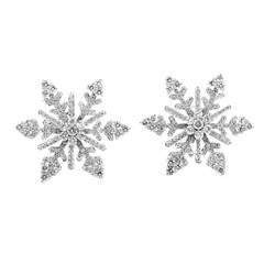 Van Cleef & Arpels Diamond White Gold Snowflake Clip-On Earrings