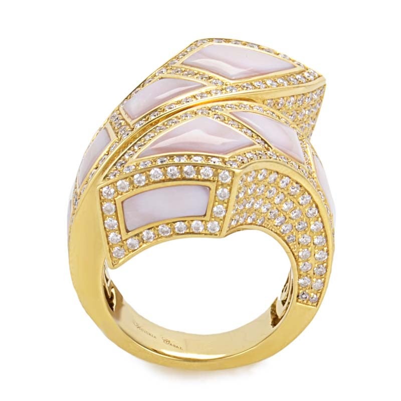 Victoria Casal Mother of Pearl Diamond Yellow Gold Ring