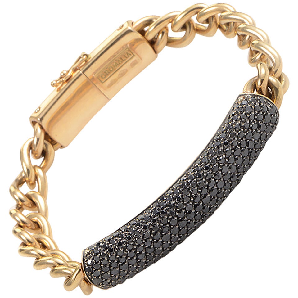 Oromalia Black Diamond Rose Gold Link Bracelet