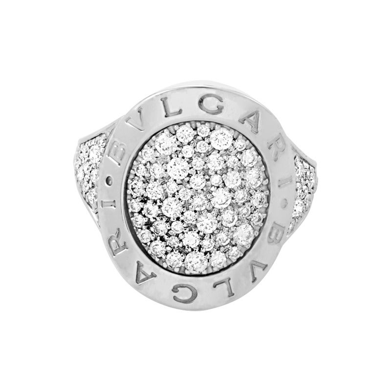 Women's Bulgari Diamond White Gold Pave Ring