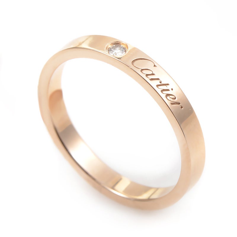 Cartier Diamond Rose Gold Signature Band Ring at 1stDibs | cartier  signature ring, cartier signature