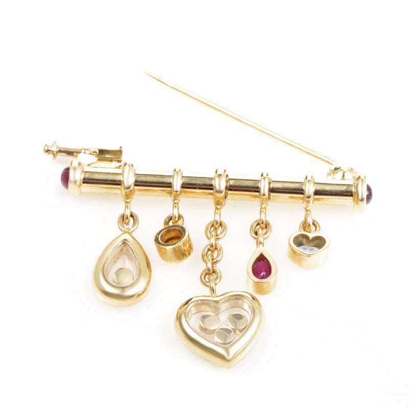 Chopard Happy Diamonds Gemstone Yellow Gold Pin