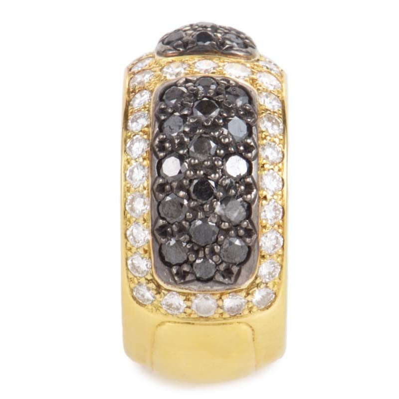 de Grisogono Black and White Diamond Yellow Gold Band Ring In New Condition In Southampton, PA