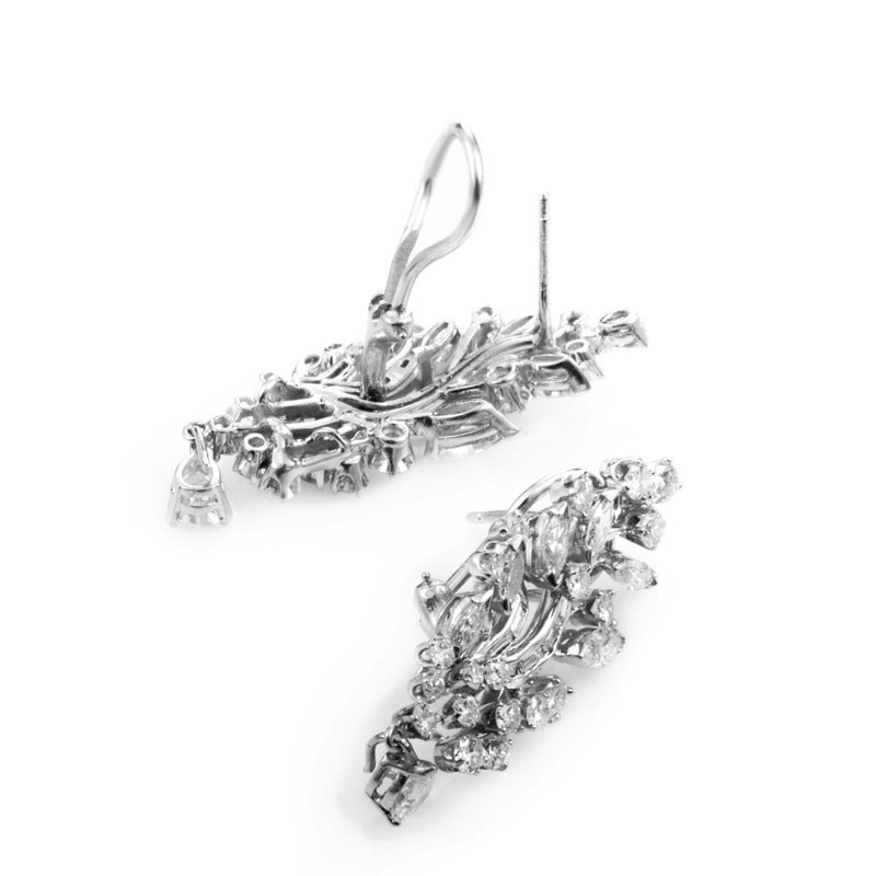 Diamond Platinum Branch Earrings In Excellent Condition In Southampton, PA