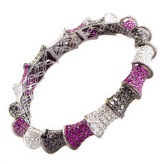 Ruby Multi Diamond Gold Bangle Bracelet 3