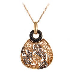 Black and White Diamond Rose Gold Pendant Necklace Black and White Diamond Rose Gold Pendant Necklace