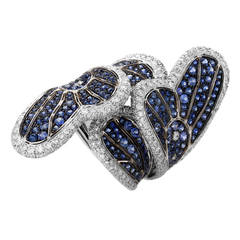 Sapphire Diamond White Gold Butterfly Band Ring Sapphire Diamond White Gold Butterfly Band Ring