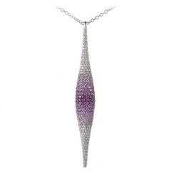 Palmiero Pink Sapphire Diamond Gold Pendant Necklace