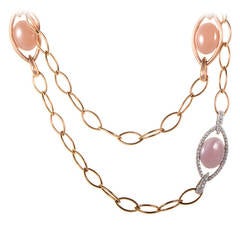 Zydo Quartz Moonstone Diamond Two Color Gold Chain Necklace 6