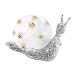 Multi-Gold Diamond and Quartz Snail Pin