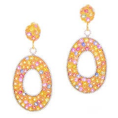 Multi-Sapphire Diamond Yellow Gold Drop Earrings