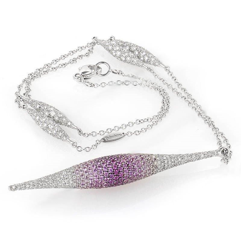 Palmiero Pink Sapphire Diamond Gold Pendant Necklace