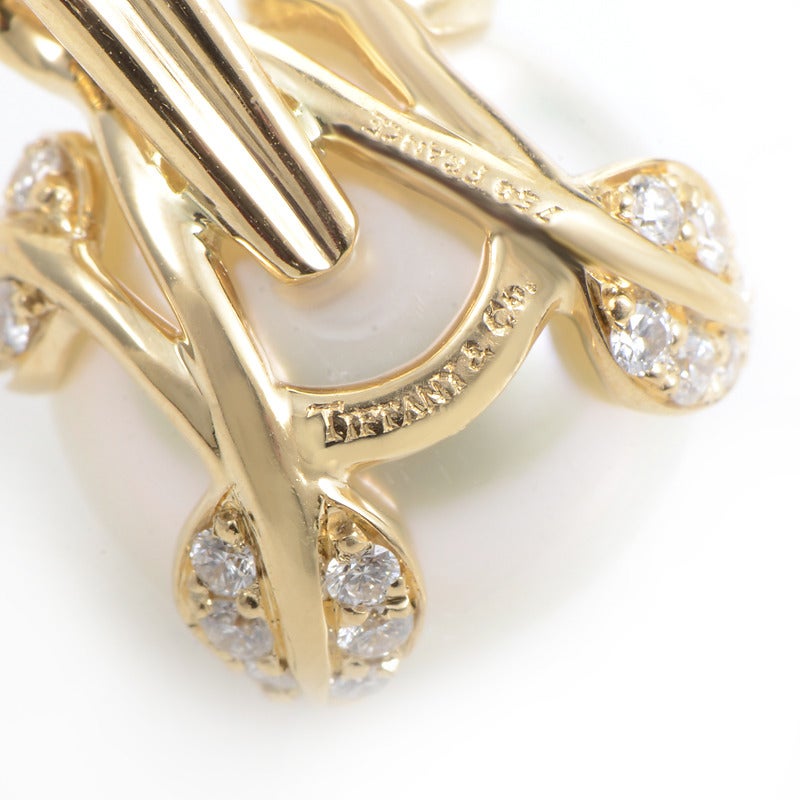 Tiffany & Co. Pearl Diamond Yellow Gold Pendant Necklace 1