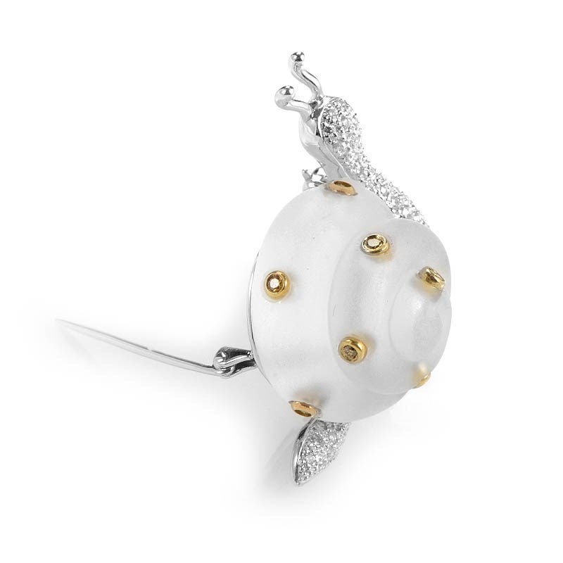 Multi-Gold Diamond and Quartz Snail Pin
