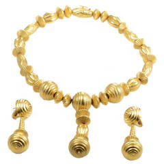 Ilias Lalaounis Yellow Gold Necklace and Earring Set