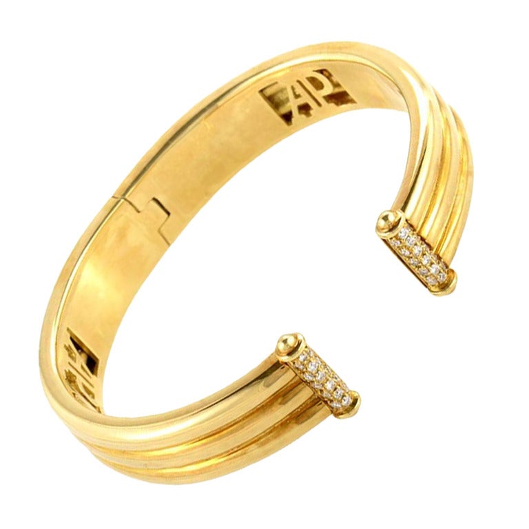 Audemars Piguet Yellow Gold Diamond Open Bangle Bracelet at 1stDibs