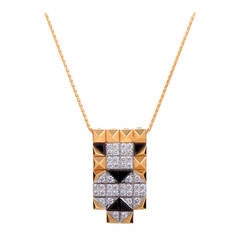 Enigma by Bulgari Multi-Gold Diamond and Onyx Lioness Pendant Necklace