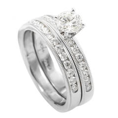 Hearts on Fire Platinum Diamond Engagement Ring Set