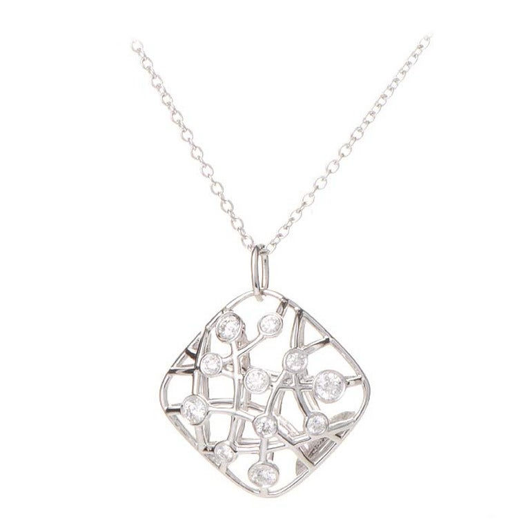 Hearts on Fire Diamond White Gold Brocade Pendant Necklace